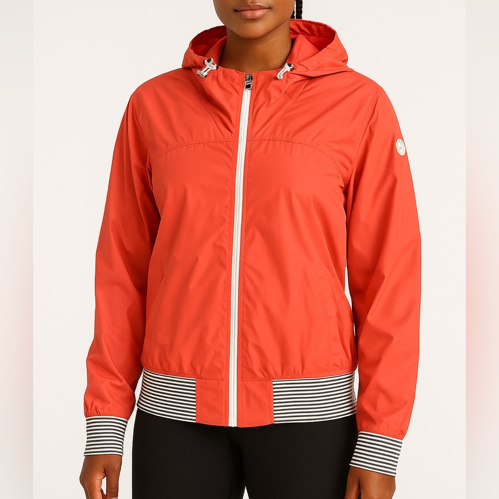 Bench Coral Hooded Windbreaker Jacket with Striped Cuffs